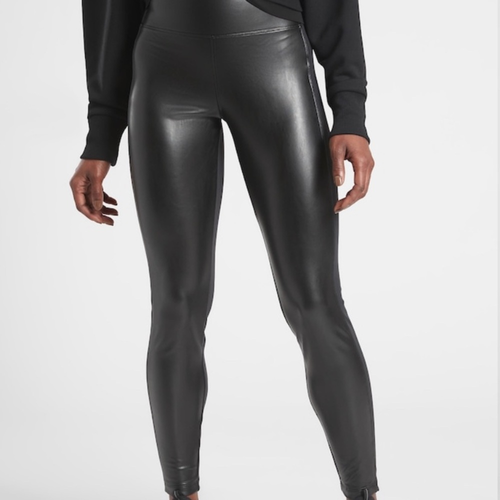 ATHLETA Faux Leather Legging Black Size Small
